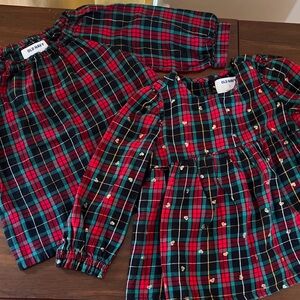 Bundle 2 Old Navy Red Green Plaid Tunics with Gold Accents size 5T